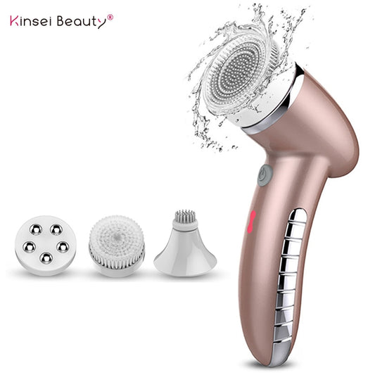 4 IN 1 Facial Cleansing Brush - Sonic Vibration Mini Face Cleaner - Silicone Deep Pore Cleaning - Electric Face Massage Waterproof*